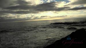 Emily enjoys the shoreline, and a sunset. xxx video